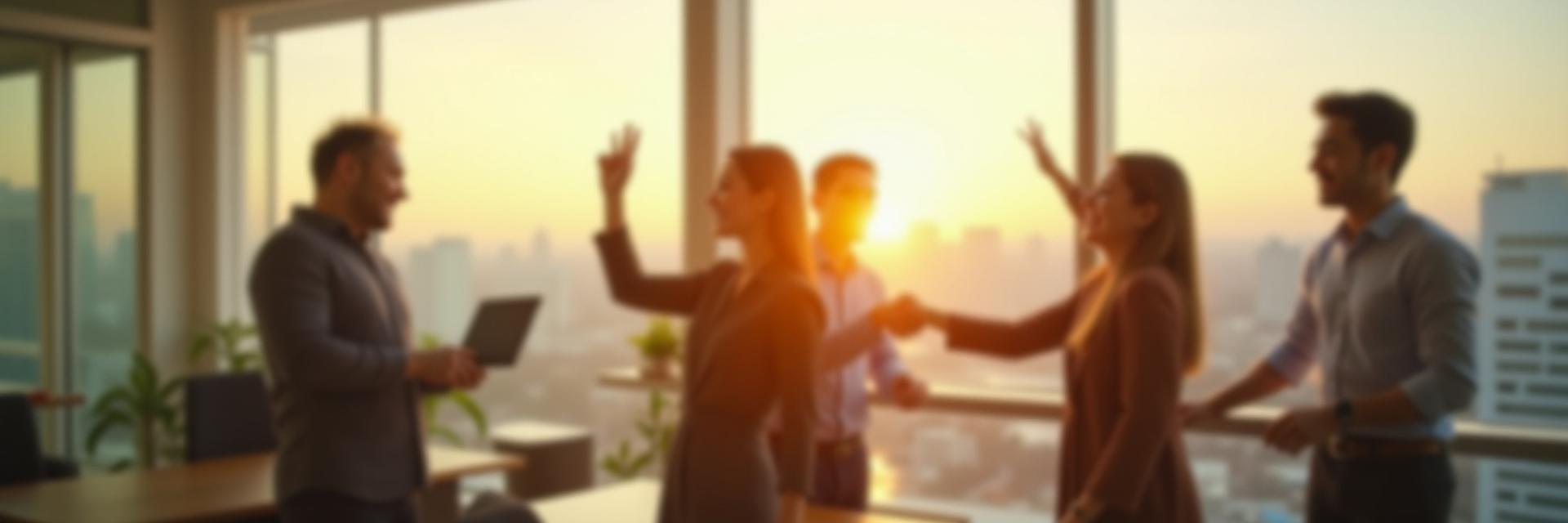 성공적인 커리어 전환을 기뻐하는 사람들의 모습